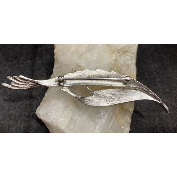 Vintage Crown Trifari Signed Silver Tone Abstract Brooch Pin 3.25'' Art Nouveau - Picture 5 of 9